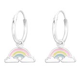 Joy|S - Zilveren regenboog bedel oorbellen - pastel - oorringen