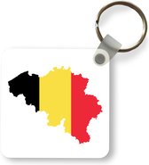 Sleutelhanger - Uitdeelcadeautjes - Een illustratie van België in de kleur van de nationale vlag - Plastic