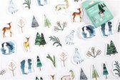 45 Stickers Winterplaatjes - Thema Winter, Bomen, Herten, IJsdieren - D079 - Stickerdoosje - Voor Scrapbook Of  Bullet Journal - Stickers Voor Volwassenen En Kinderen - Agenda Stickers - Decoratie Stickers