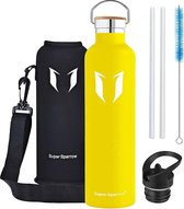 super sporrow waterfles-750ml-gele fles-werkfles-schoolfles-trainingfles-fitness waterfles-waterfles- keukenfles-drinkfles- water bottle-work bottle-Houdt vloeistoffen perfect warm of koud me