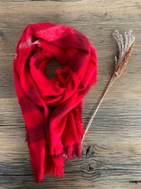 Wintersjaal Dames - Sjaal - Scarf - Rood met Lichtzwart