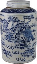 The Ming Garden Collection | Chinees Porselein | Grote Porseleinen Gemberpot Met Draak En Fazant | Blauw & Wit
