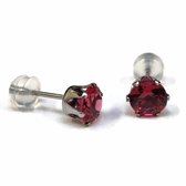 Aramat jewels ® - Zirkonia zweerknopjes rond 6mm oorbellen licht rood chirurgisch staal