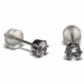 Aramat jewels ® - Zirkonia zweerknopjes rond 4mm oorbellen transparant chirurgisch staal