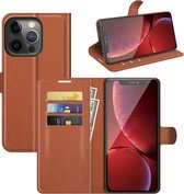 iPhone 13 Pro Max Hoesje - MobyDefend Kunstleren Wallet Book Case - Bruin - GSM Hoesje - Telefoonhoesje Geschikt Voor: Apple iPhone 13 Pro Max