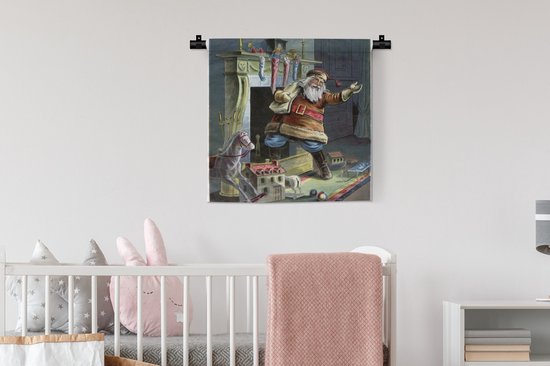 Tenture murale - Tissu mural - Retro Santa - Noël - 60x60 cm - Tapisserie