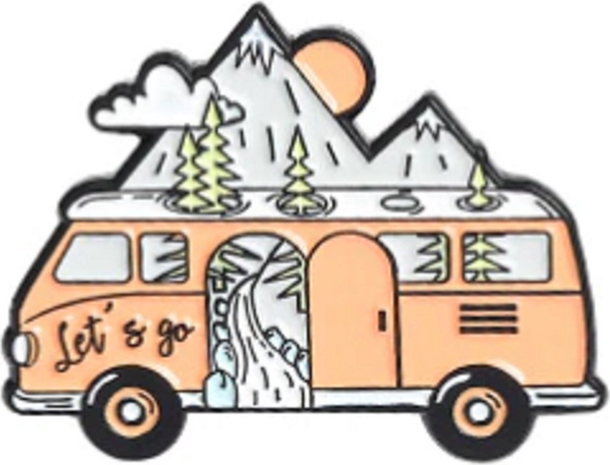 Pin ''mini van'' travel, hippie bus, vanlife, broche, kledingspeld