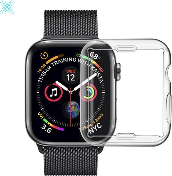 MY PROTECT - Hoesje Geschikt Voor Apple Watch 41mm Siliconen Bescherm Case - Screenprotector - Transparant