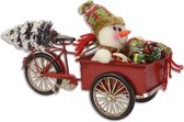 Bakfiets in kerststijl - Christmas bike - Tinnen beeldje - handgemaakt - 12 cm hoog
