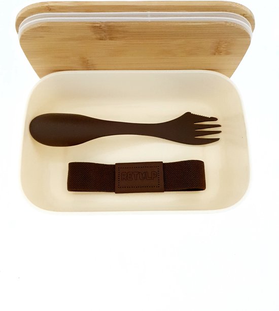Retulp Lunchbox Off White - Lunchbox - Boîte à pain - Spork - Bamboe - Wit