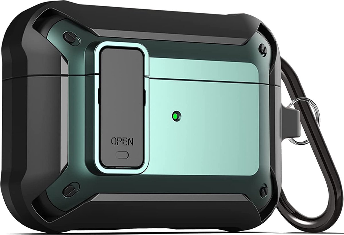 YONO Hoesje geschikt voor Airpods Pro 1 / 2 - Armor Case met Lock - Groen
