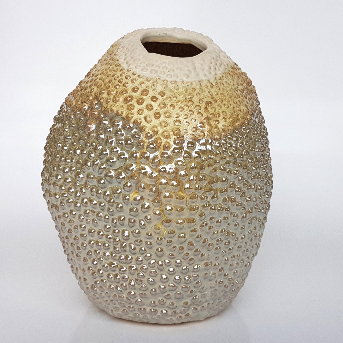 Light & Living Vaas in keramiek - Zilver / bruin / beige - ø 17 x 20,5 cm hoog.