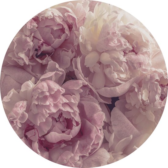 Tizato - Cercle Mural Fleurs Pivoines – Sticker Mural Cercle Muursticker Autocollant – Ø 182 cm