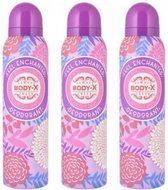 Body-X Women Deodorant Spray Feel Enchanted 150 ml - 3 stuks