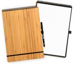 Bambook Notepad - Hardcover - A4 - Geruite pagina's - Met 1 gratis stift - Uitwisbaar schrijfblok / herbruikbaar notitieblok / duurzaam kladblok / whiteboard collegeblok