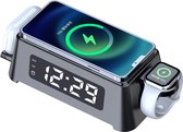 Viatel New Chargeur Sans Fil 4 En 1 Indicateur LED Réveil De Charge Sans Fil Pour Samsung iPhone 12 Pro Max Mini/ Air Pod / Montre - Noir