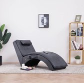 vidaXL Massage chaise longue met kussen kunstsuède grijs