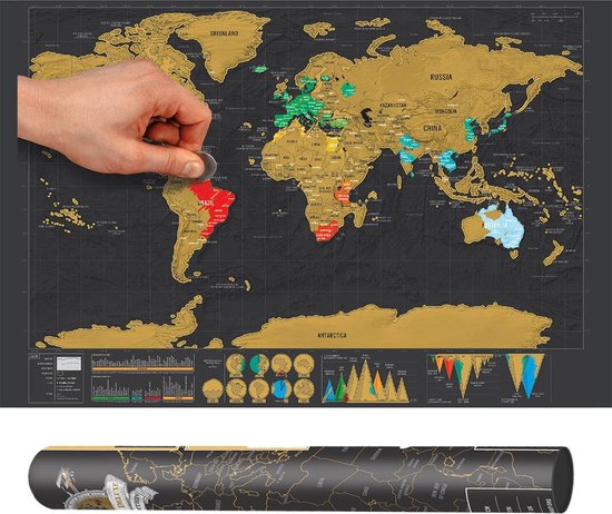 Portugees eiland Slagschip Scratch map deluxe - kras wereldkaart XL - Zwart | bol.com