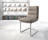 Gestoffeerde-stoel Abelia-Flex sledemodel rond chrom taupe vintage