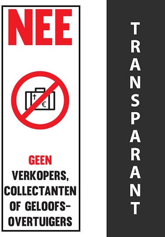Sticker geen verkopers en collectanten - Geen deurverkoop Sticker Transparant- Anti Colportage - Deur aan Deur verkoop