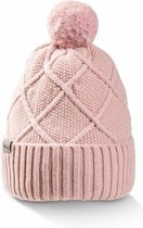 Fellhof warme muts dames en heren winter met pompon - roze - wollen muts - merinowol - one size - temperatuurregulerend