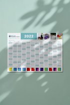 A2 jaarplanner, wandkalender, planner, kalender 2022 met maanfases en chakra kaarten
