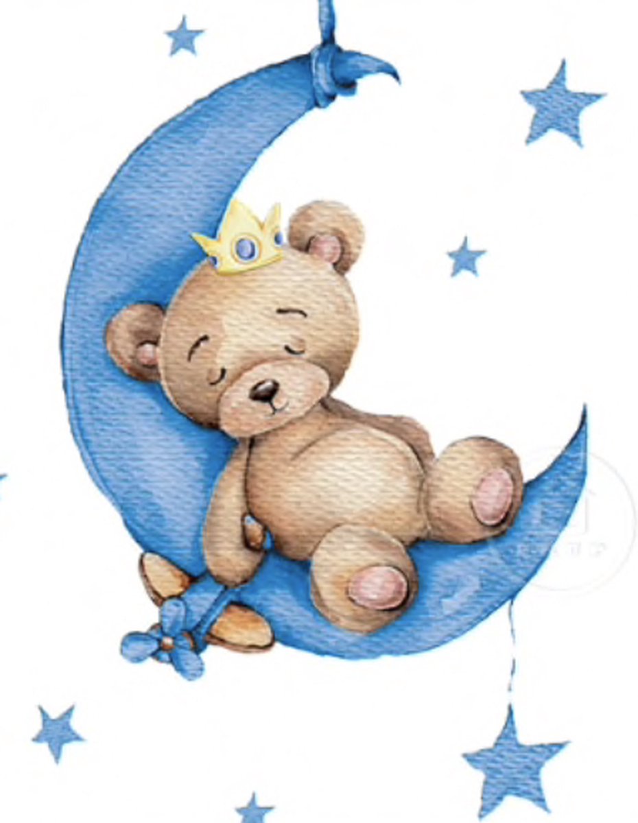 Muursticker - Beer met maan Blauw - Kinderkamer decoratie - Muurdecoratie - Babykamer