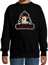 Dieren kersttrui vos zwart kinderen - Foute vossen kerstsweater jongen/ meisjes - Kerst outfit dieren liefhebber 3-4 jaar (98/104)