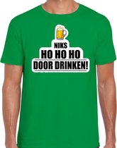 Niks ho ho ho bier doordrinken fout Kerst t-shirt - groen - heren - Kerst t-shirt / Kerst outfit M