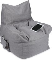 Relaxdays zitzak met rugleuning - stoel - lounging bag - schuimstof - volwassenen - grijs