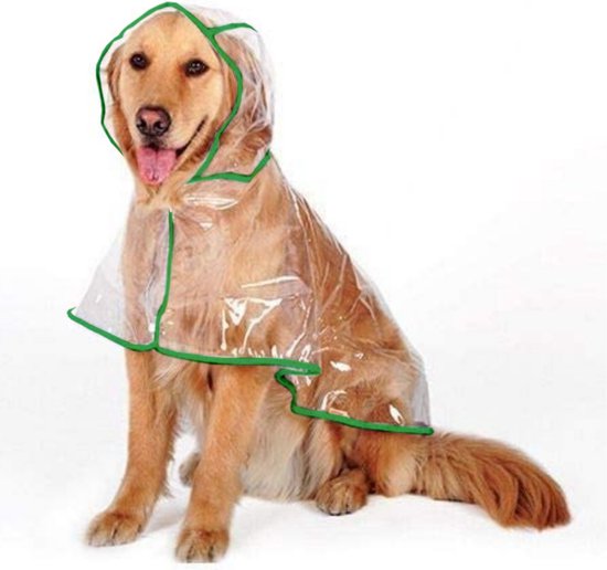Regenjas hond - doorzichtig - maat M - groen - waterdicht - hondenjas - met  buikband -... | bol.com