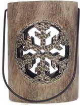 2x Lantaarn Sneeuwvlok Ø11,5xH15,5(31,5)cm