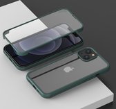 iPhone 13 Full Body Hoesje met Glazen Screenprotector - 360 graden bescherming voor je iPhone 13 - Voor- en achterkant van glas - Mobiq Rugged 360 Case iPhone 13 groen