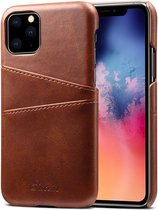 iPhone 11 Pro Pashouder Hoesje Leer - Telefoonhoesje van kunstleer met vakjes voor pasjes iPhone 11 Pro - Mobiq Leather Snap On Wallet hoesje iPhone 11 Pro donkerbruin