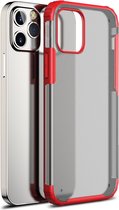 Mobiq - Clear Hybrid Hoesje iPhone 12 Pro Max - Rood/Transparant