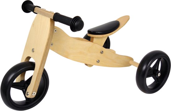 Prénatal Houten Loopfiets – Twee- en Driewieler – Voor Binnen en Buiten – Verstelbare Tricycle voor Kinderen vanaf 1 Jaar