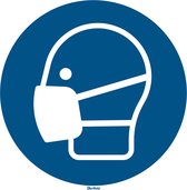Panneau pictogramme Masque buccal obligatoire | Ø 200mm Wit & Blauw x 200mm x 200mm