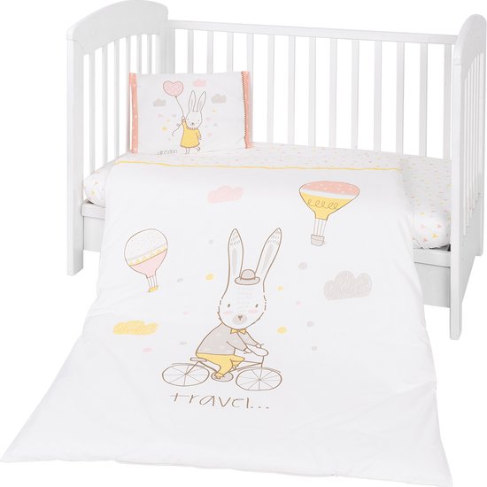 Baby beddengoed set met dekbed Rabbits in Love – 5 delige – 100% OEKO-TEX gecertificeerde katoen