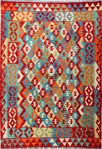 Afghaanse kelim - vloerkleed - 126 x 171 cm - handgeweven - 100% wol - handgesponnen wol