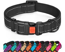 Halsband hond - reflecterend - zwart - maat S - oersterk - waterdicht - hondenhalsband - met veiligheidssluiting - geschikt voor iedere hondenriem - voor kleine honden