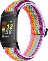 YONO Nylon Stretch Bandje geschikt voor Fitbit Charge 5 - Vervangende Pols Band - Multicolour