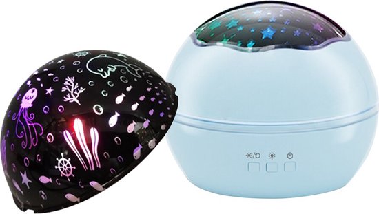 Ariko Nachtlampje Sterren Galaxy Projector Sterrenhemel Star Projector - Sterren of zeedieren Projector - 6 Lichtkleuren - Nachtlampje Kinderen - Blauw