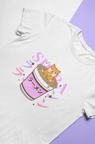 T-shirt Shiba Inu Cup Nouilles | Nourriture japonaise kawaii | Marchandise d'anime | Unisexe Taille L Blanc