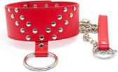 Nooitmeersaai - Dikke halsband met riem en ring - rood