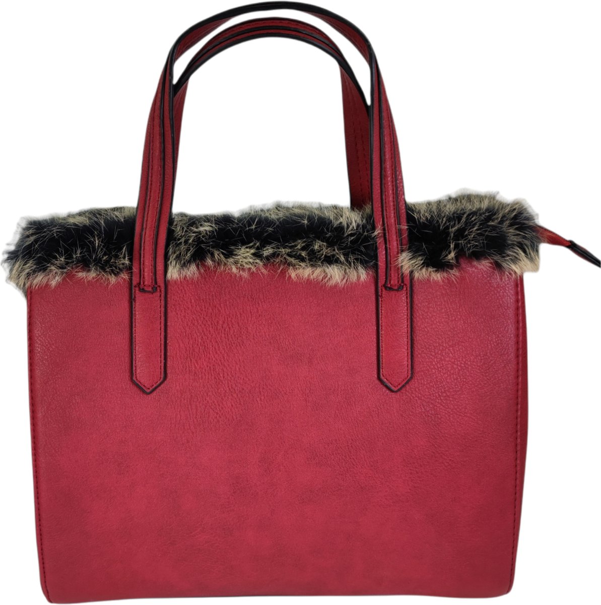 Handtas Qischa® met namaakbont rood