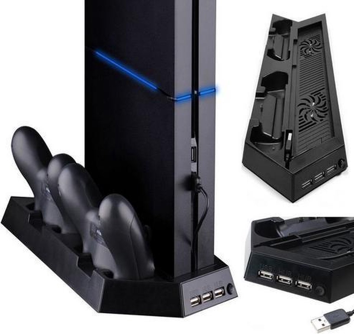 Multifunctionele Standaard geschikt voor Playstation 4 Slim - Vertical Stand Controller Docking Oplader voor PS4 - Merkloos
