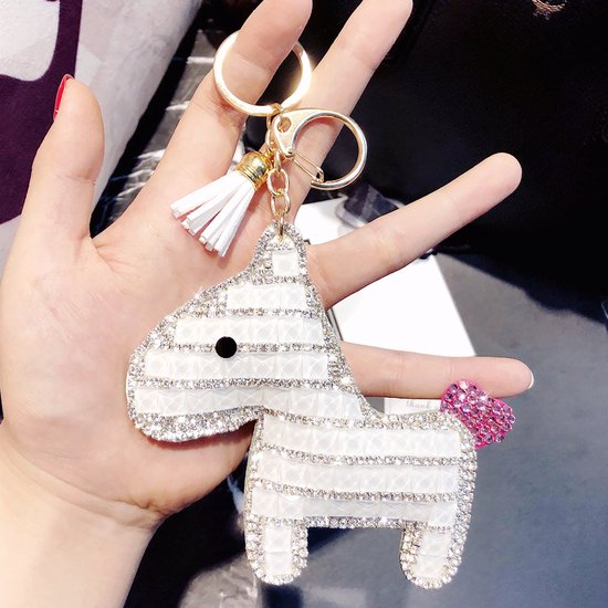 DAEBAK Diamanten Pony Paarden Sleutelhanger Wit [SHINEY] Sparkling Diamond Horse Rhinestone Crystal Pony Keychain