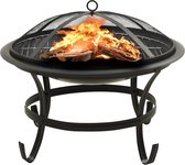 Decoways - Vuurplaats en barbecue 2-in-1 met pook 56x56x49 cm staal