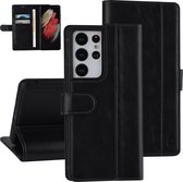 UNIQ Accessory Zwart Pu Leather Book Case Telefoonhoesje voor Samsung Galaxy S21 Ultra - Bescherming & Stijl