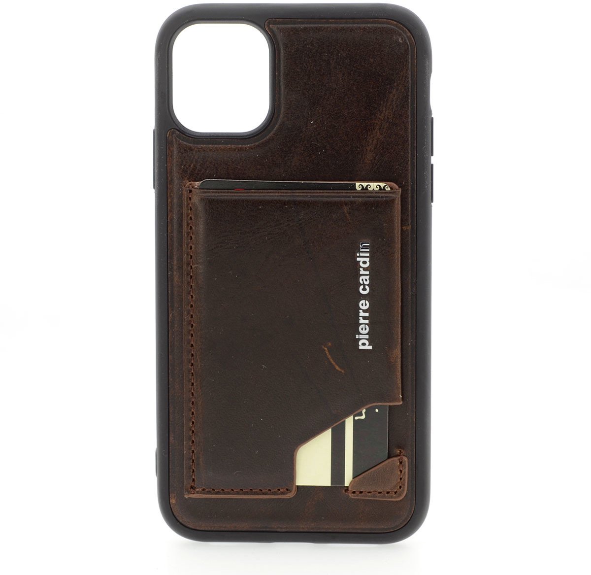 DonkerBruin hoesje van Pierre Cardin - Backcover -iPhone 12 Pro Max - Echt leder